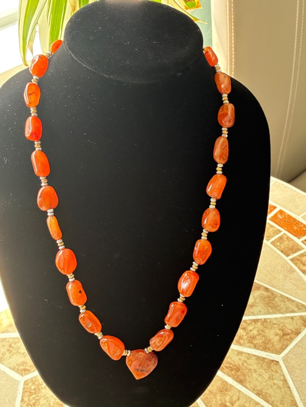 Elegant Anthropologie Orange Amber-Style Bead Necklace - Women Jewelry